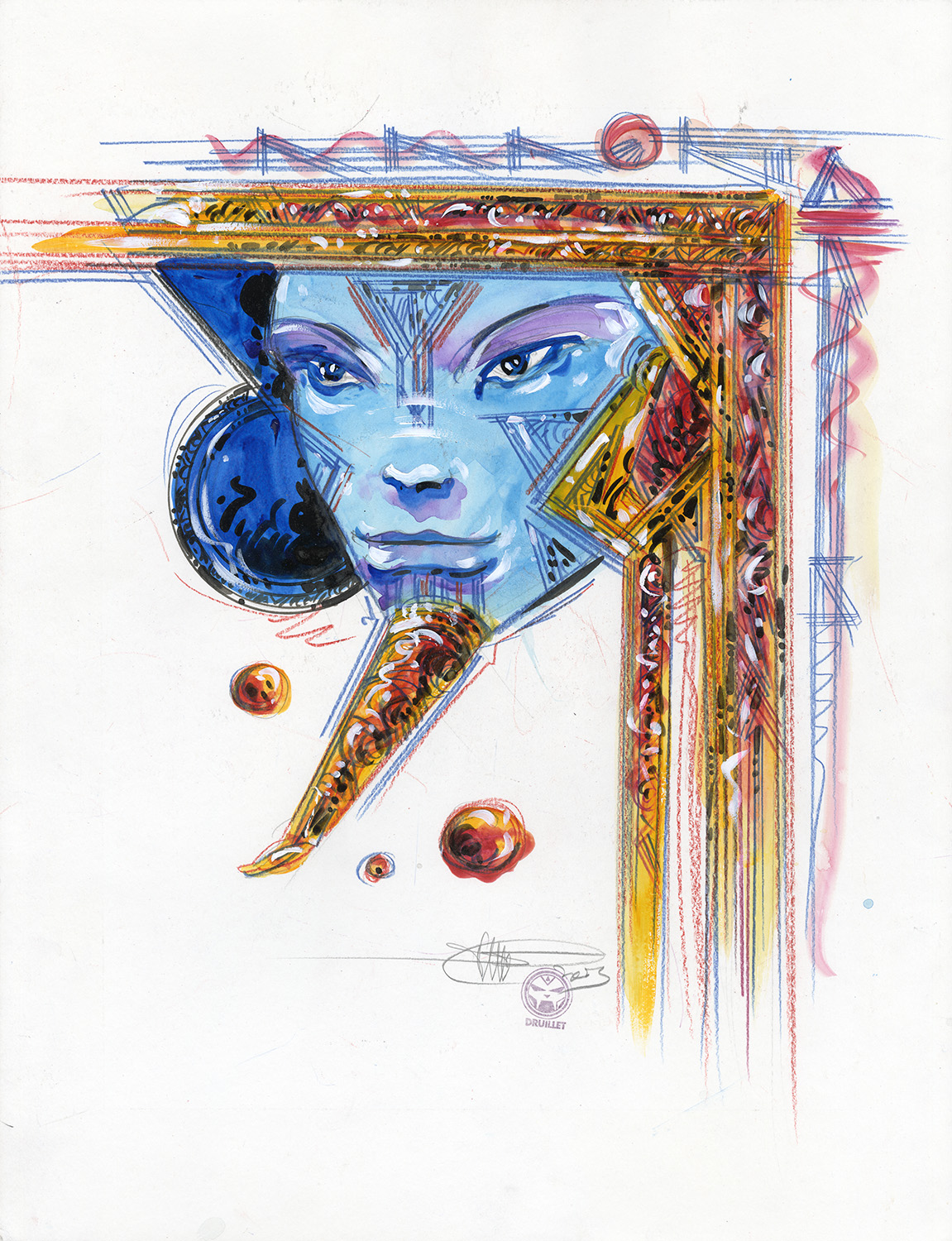 PHILIPPE DRUILLET – Portrait de Salammbô – Peinture originale inédite 4